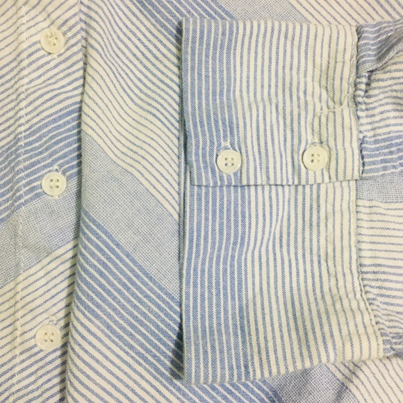 Half Sleeve Striped Shirt Dress - Blue and White - Picture 6 of 9